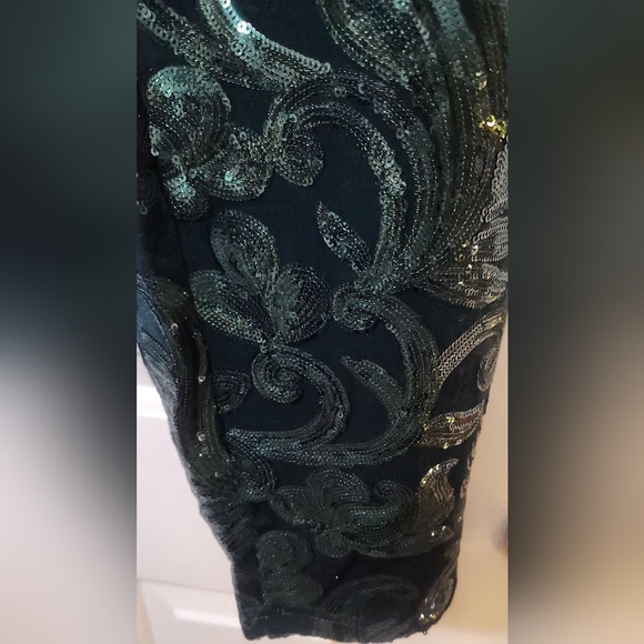 Ashro FULLY (Front & Back) Sequined Renita Green Velvet Leggings Size 3X - Picture 5 of 5